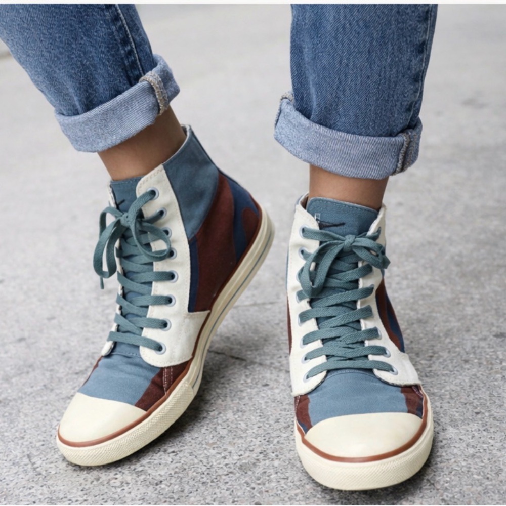 BANGS || Unisex High-Top Canvas Color-Block Sneakers. Sz. Women - 9.5 / Men - 8